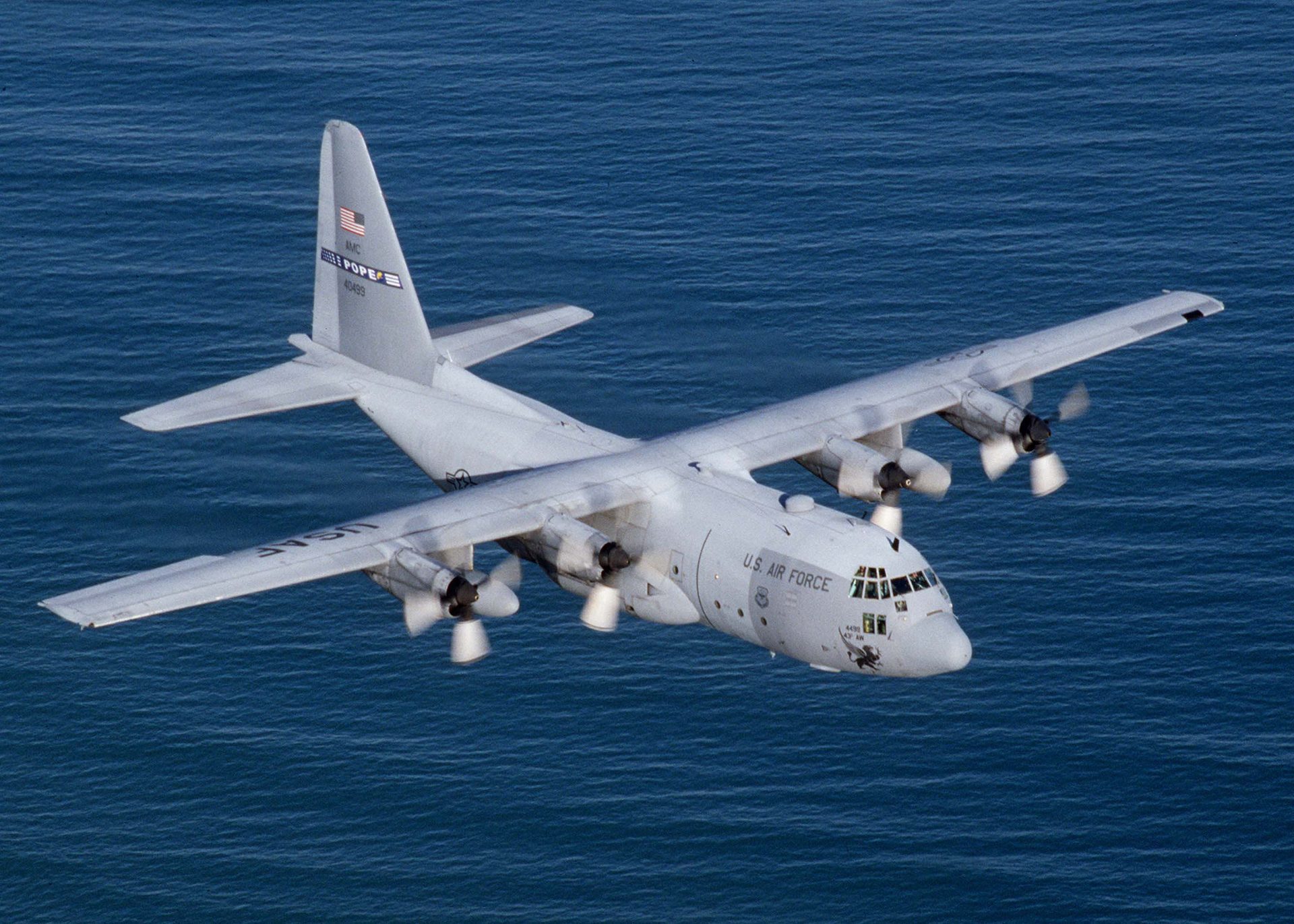 C-130 Hercules military transport in flight